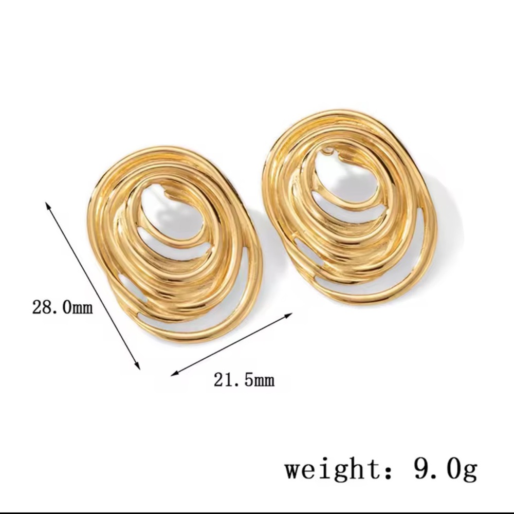 Gold Swirl Earrings Stainless Steel - Picture 5 of 8